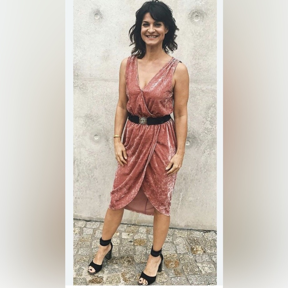NWOT JustfFab Pink Velvet Dress